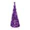 6ft. Pre-Lit Purple Tinsel Pop-Up Artificial Christmas Tree, Clear Lights